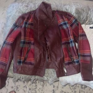 Womens plaid and leather jacket